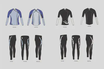 Variation on shirt and pants design for Cultural-themed compression sportswear