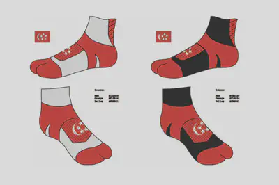 Socks design for Singapore-themed compression sportswear