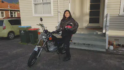 My first motorcycle in front of my apartment in Auckland
