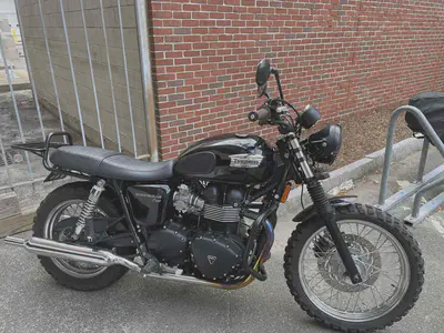 T100 with engine guards and rear storage rack installed