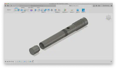 3d view of the hilt model in Fusion 360.